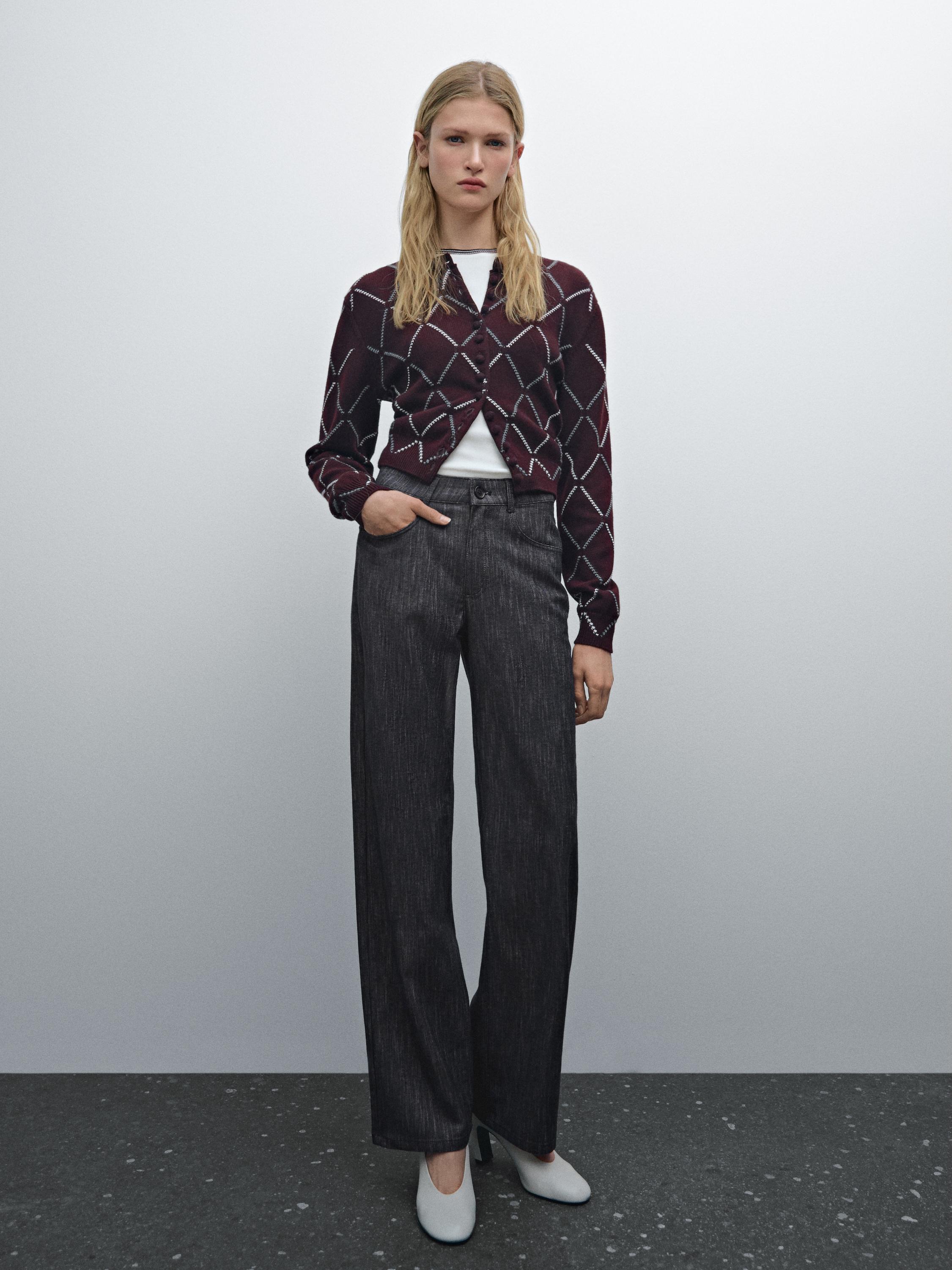 Straight-leg flecked cotton blend trousers - indigo vigore