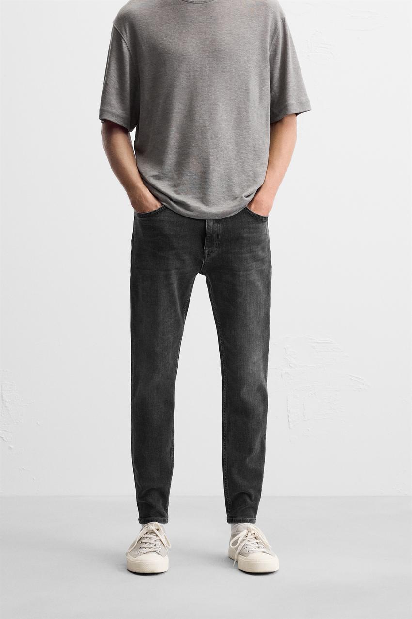 クロップド丈スキニーフィットジーンズ - カーボン | ZARA Japan / 日本