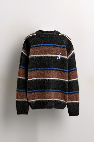 Zara CHAMPION ® X ZARA STRIPED KNIT SWEATER - Brown