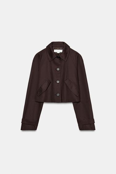 VESTE COURTE À REVERS - Marron de Zara - Image 6