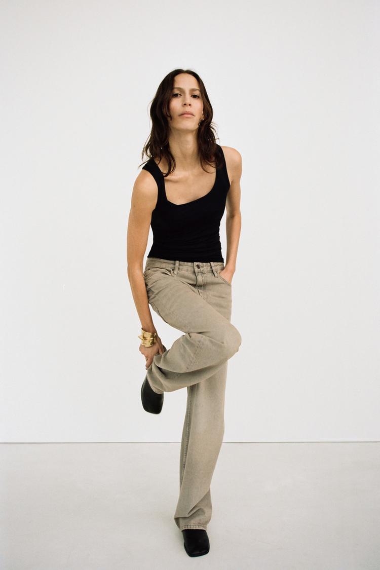 ZARA WIDE STRAP POLYAMIDE T-SHIRT