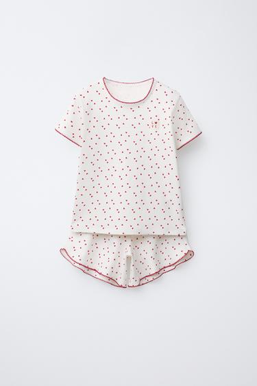 Zara AGES 6-14 / HEART PAJAMAS - Ecru