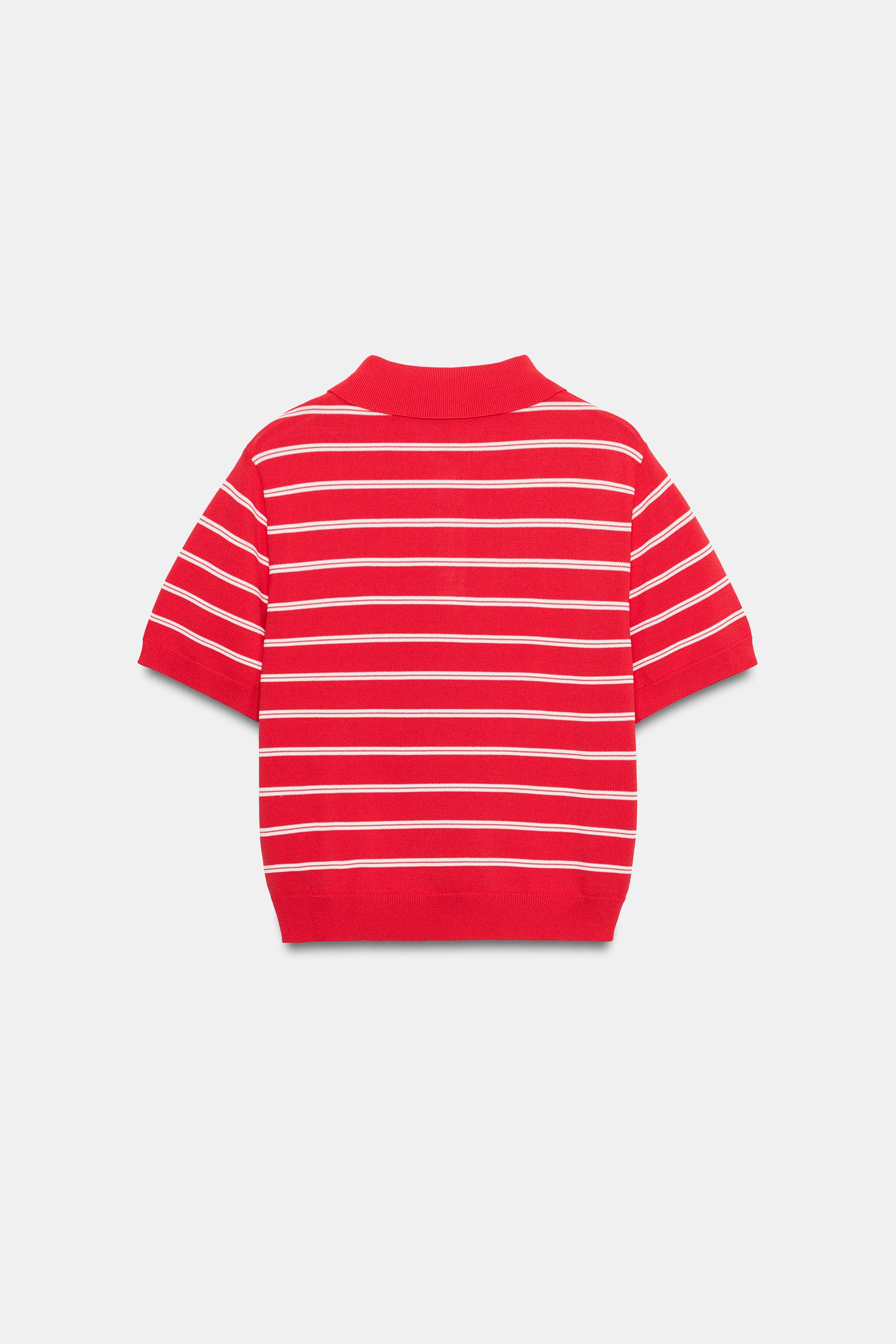 POLO EN MAILLE À RAYURES ET MANCHES COURTES
