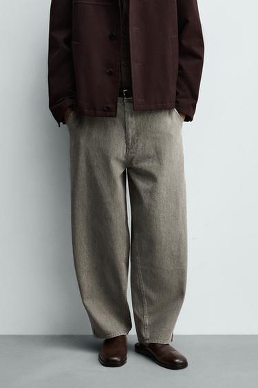 Zara BALLOON FIT PANTS - Gray / Blue