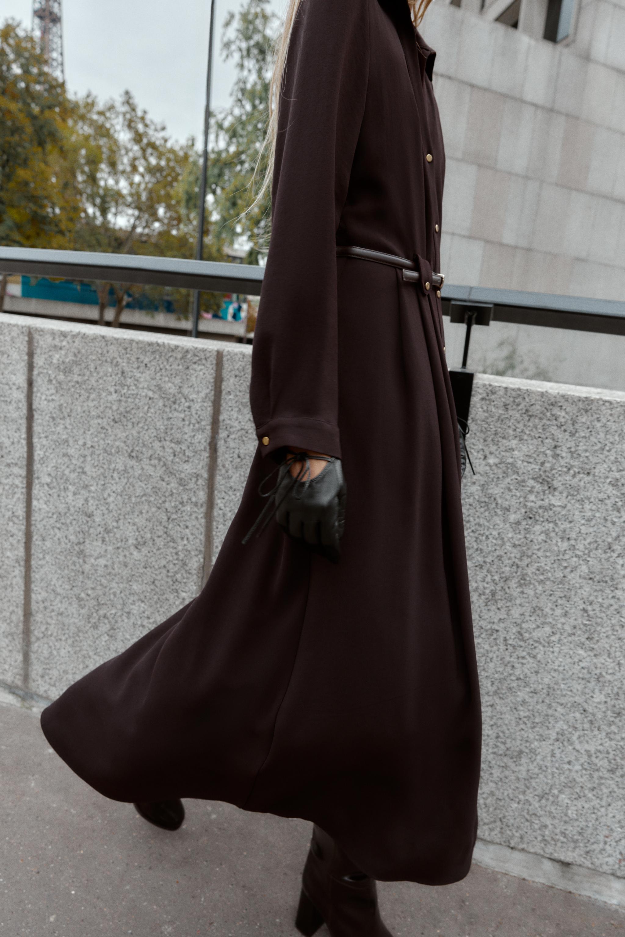 BELTED MIDI SHIRTDRESS