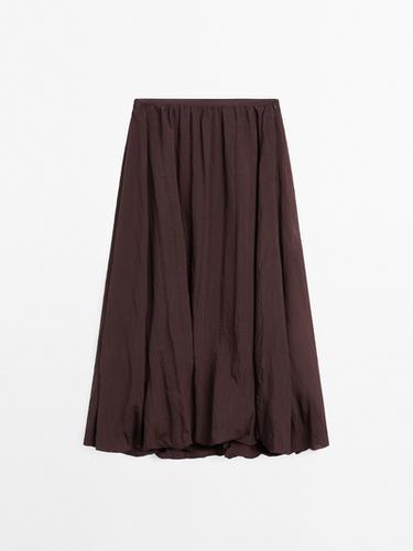 Zara Pleated balloon midi skirt - white - Image 0