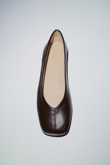 LEATHER BALLET FLATS LIMITED EDITION - Chocolate Brown by Zara