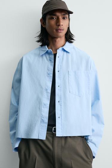 WASHED BOXY FIT SHIRT - Light blue by Zara - Image 4