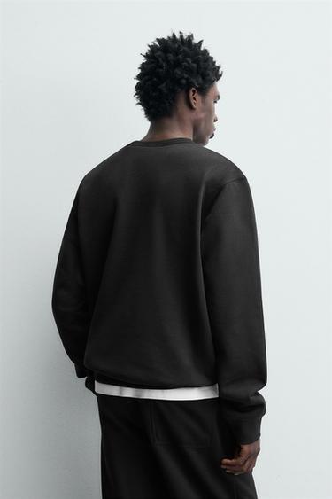 SWEAT COL ROND BASIQUE - Noir de Zara - Image 2