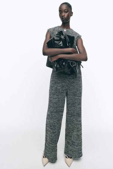 TEXTURED BUTTON WAISTCOAT TOP - Black / Ecru by Zara - Image 0