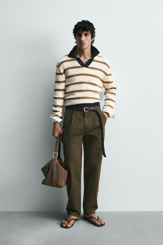 STRIPED KNIT POLO SHIRT