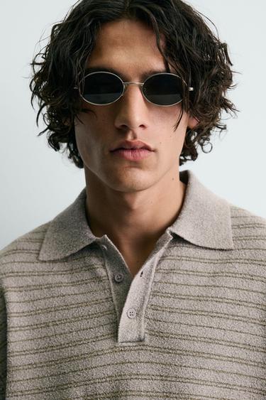 BOUCLÉ TEXTURED KNIT POLO SHIRT - Grey by Zara - Image 4