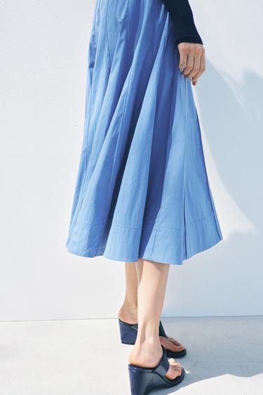 ZW COLLECTION FLARED MIDI SKIRT - Faded sky blue by Zara - Image 4