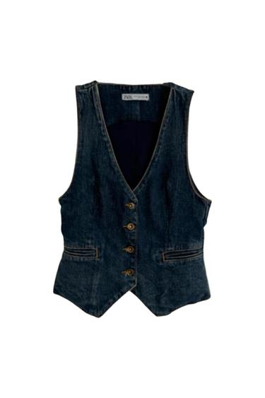 ZARA STONE WASH BLUE WAISTCOAT
