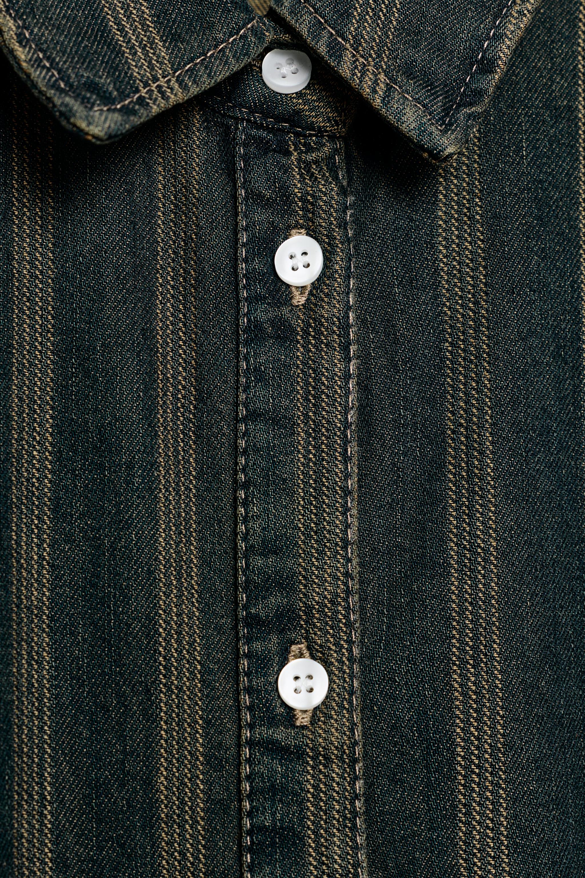 Zara TRF ÇİZGİLİ DENIM GÖMLEK görsel 7