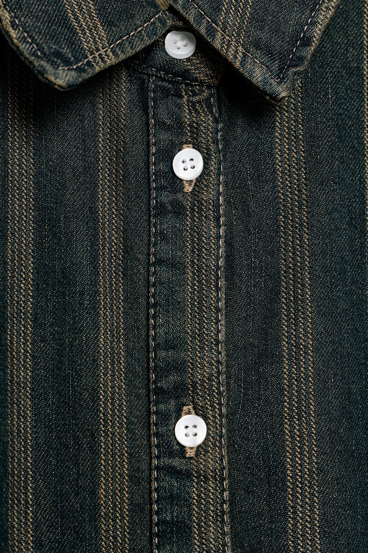 Женская рубашка Zara Trf Denim Striped, цвет: Тёмно-синий — фото 7