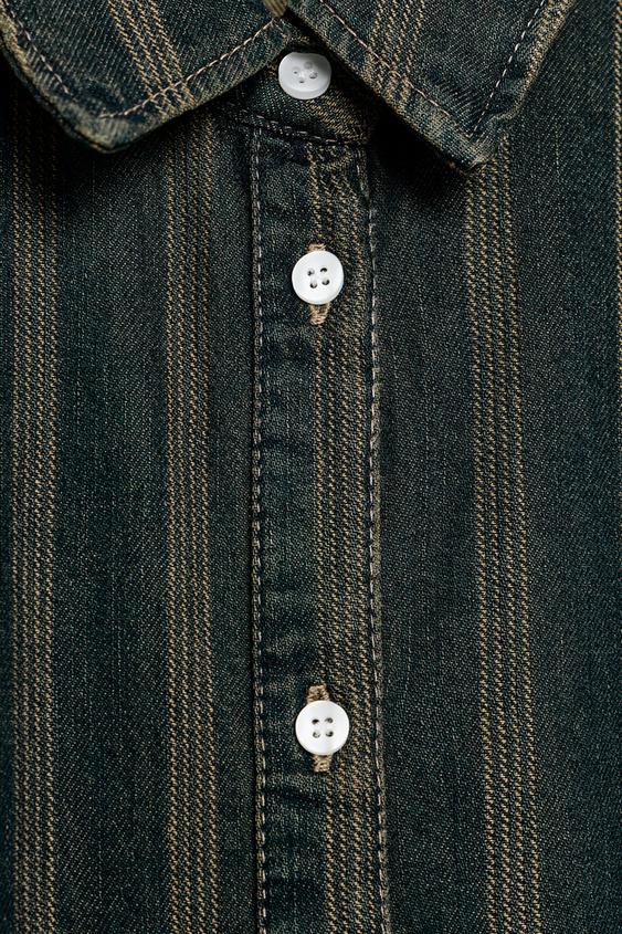 chemise rayures denim trf - Bleu marine de Zara - Image 6
