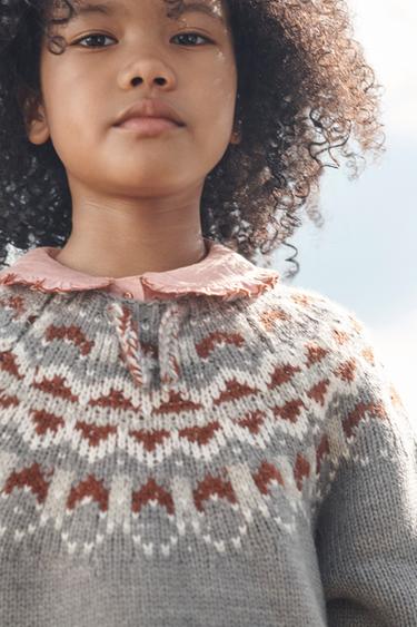 PULL PONCHO À FRANGES AVEC LAINE ÉDITION LIMITÉE - Gris chiné de Zara - Image 2