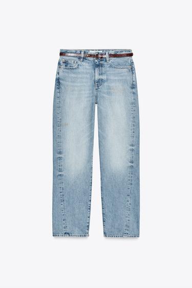 Z1975 NEW MOM FIT VINTAGE LOOK HIGH-WAIST BELTED JEANS - Mid-blue by Zara - Image 5