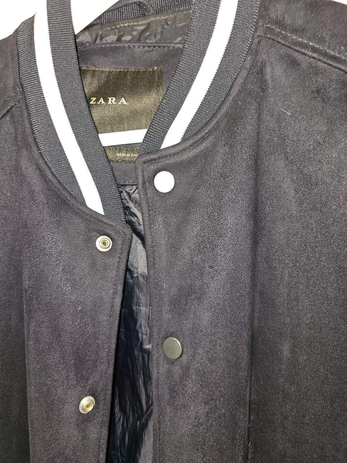 FAUX SUEDE VARSITY BOMBER JACKET - Image 3
