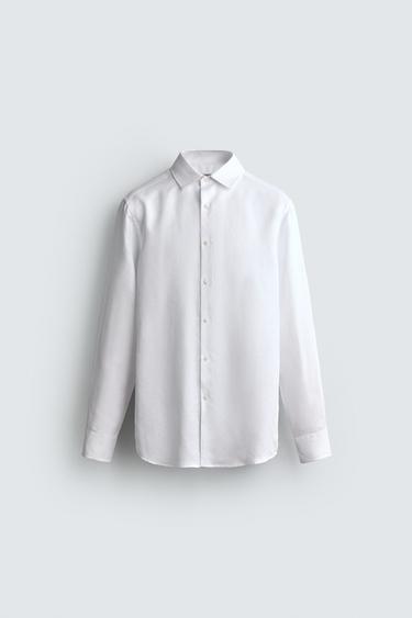 LINEN - LYOCELL REGULAR FIT SHIRT - White by Zara