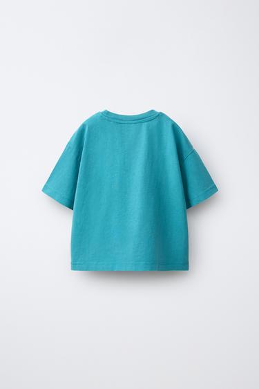 T-SHIRT TEINT EN PIÈCE À POCHE - Bleu de Zara - Image 1