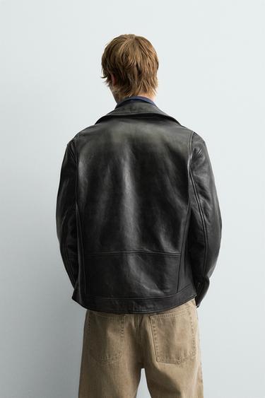 LEATHER BIKER JACKET - Black de Zara - Image 2