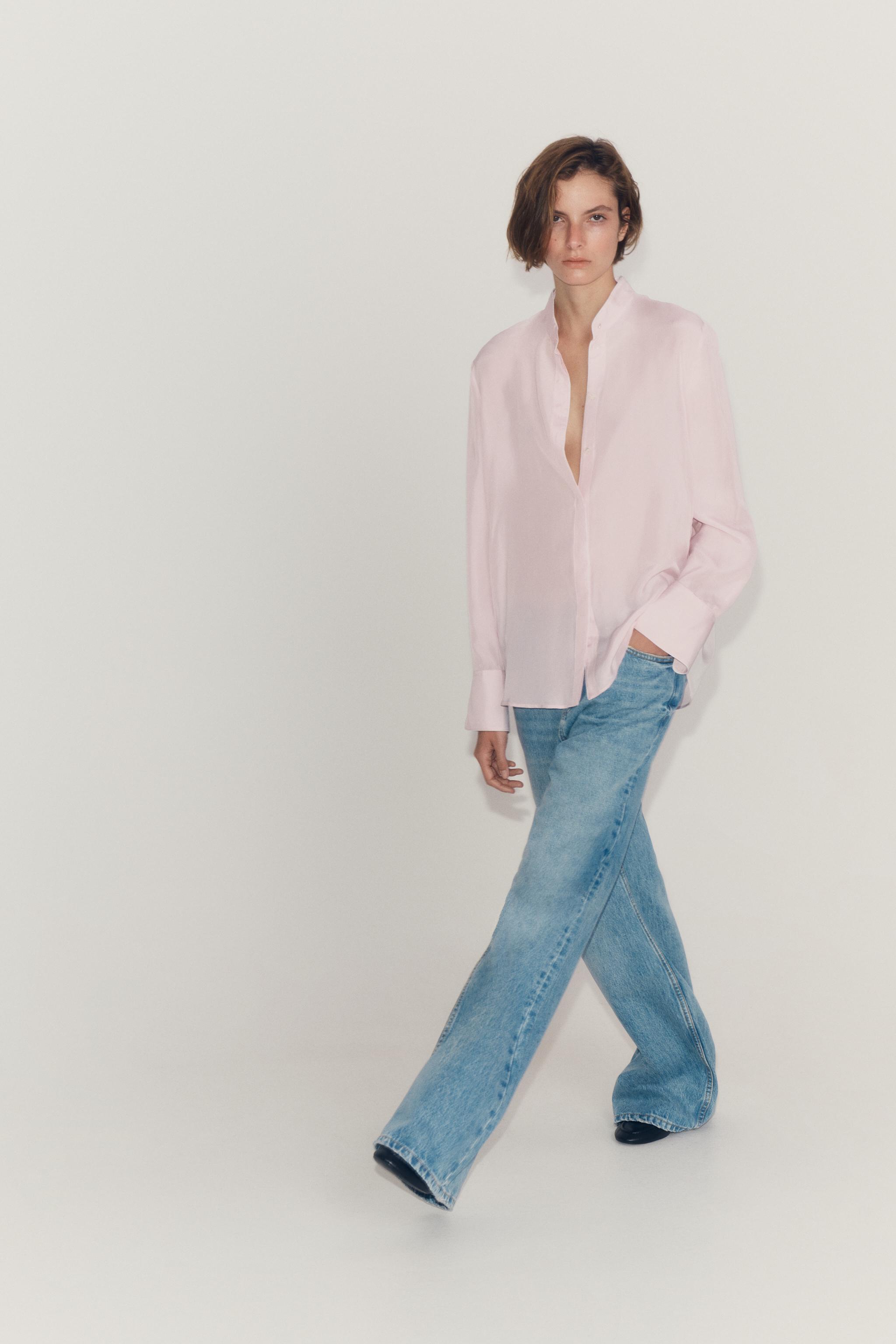 Zara ZW COLLECTION BİYELİ %100 İPEK GÖMLEK görsel 4