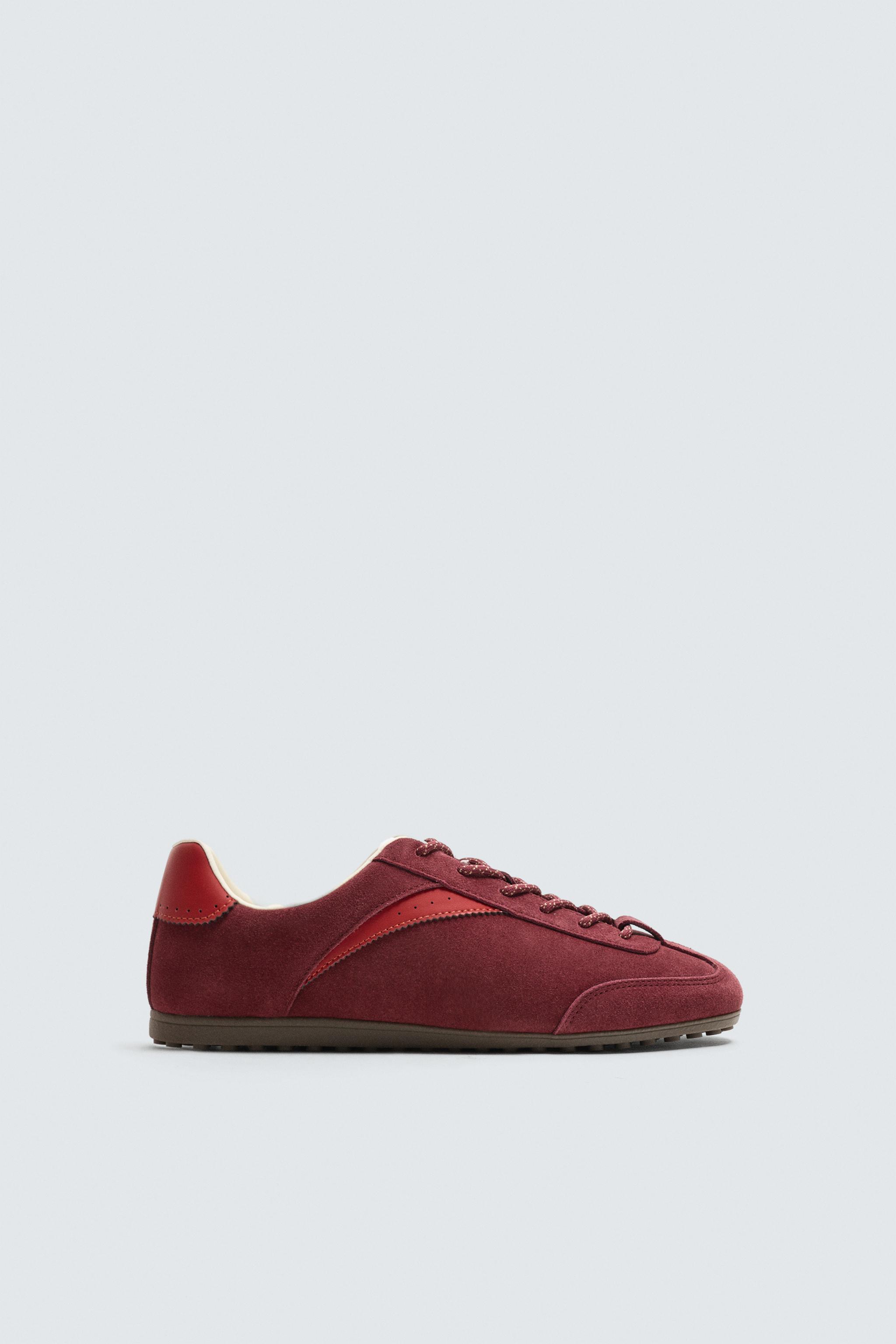 LEATHER TRAINERS Burgundy Red ZARA India - Main Image