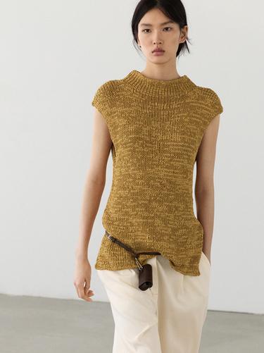 Zara Cotton blend knit top - Light pink