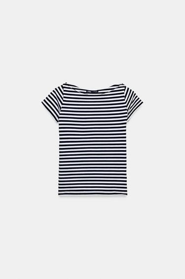 Zara SHORT SLEEVE T-SHIRT - Black / White