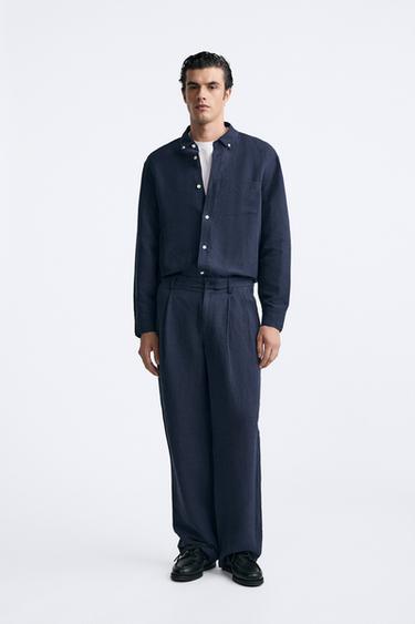 CAMISA LINO - SEDA - Marino de Zara - Imagen 0