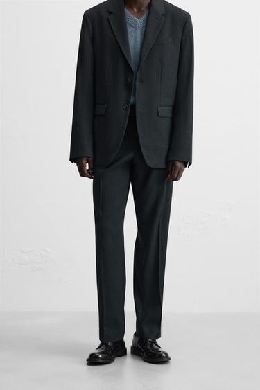 HEMP-WOOL SUIT TROUSERS - Navy blue by Zara