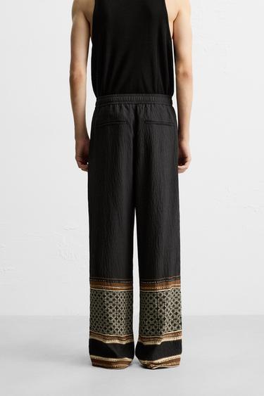 PANTALON COUPE DÉCONTRACTÉE COLOR BLOCK - Noir de Zara - Image 2