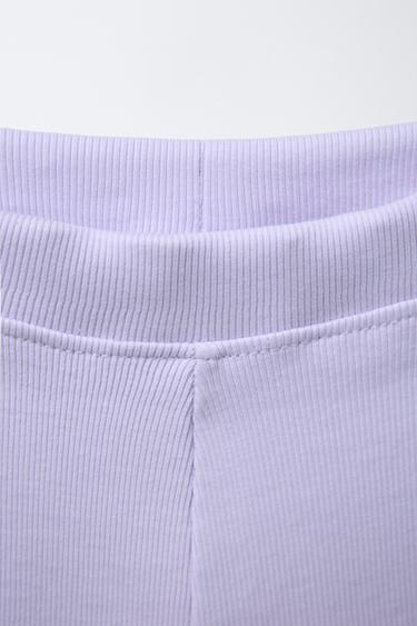 ENSEMBLE DE JOGGING T-SHIRT LACETS ET LEGGING CÔTELÉ CYCLISTE - Mauve de Zara - Image 3