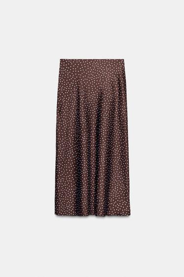 SATIN MIDI SKIRT - Brown-Blue by Zara