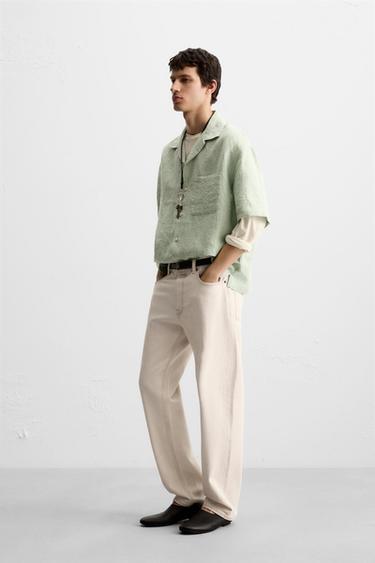 100% LINEN SHIRT - Turquoise by Zara - Image 3