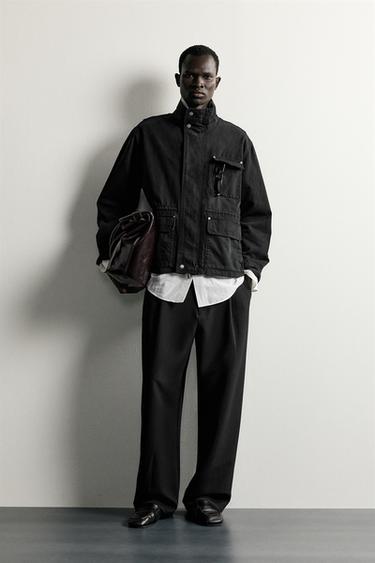 ז'קט RELAXED FIT עם כיסי יוטיליטי - פחם של Zara - תמונה 0