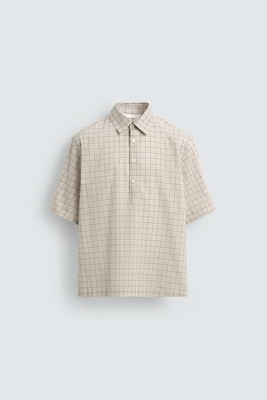 CHECK POLO SHIRT - Beige by Zara - Image 5