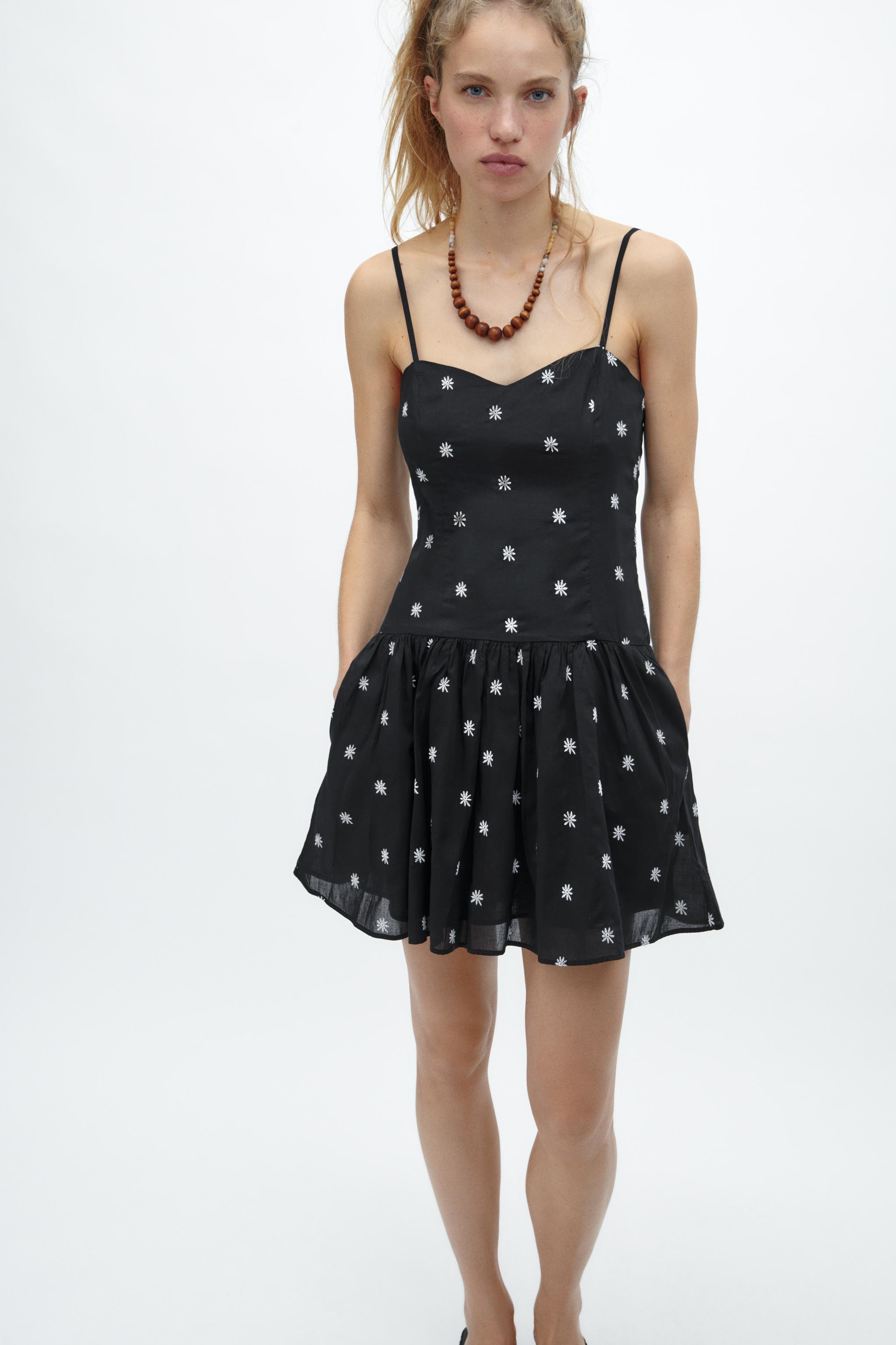 Vestido zara negro online flores