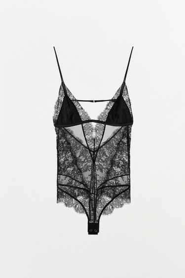 COMBINED LACE BODYSUIT - Black by Zara