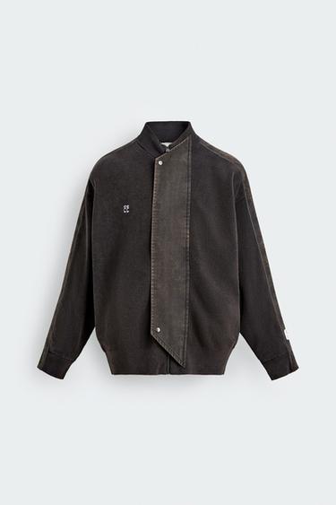 Zara WASHED BANDED KNIT CARDIGAN X SR_A - Navy blue