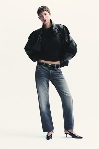 JEANS TRF TË DREJTA CROP SHTRAT I ULËT - Blu marinari nga Zara