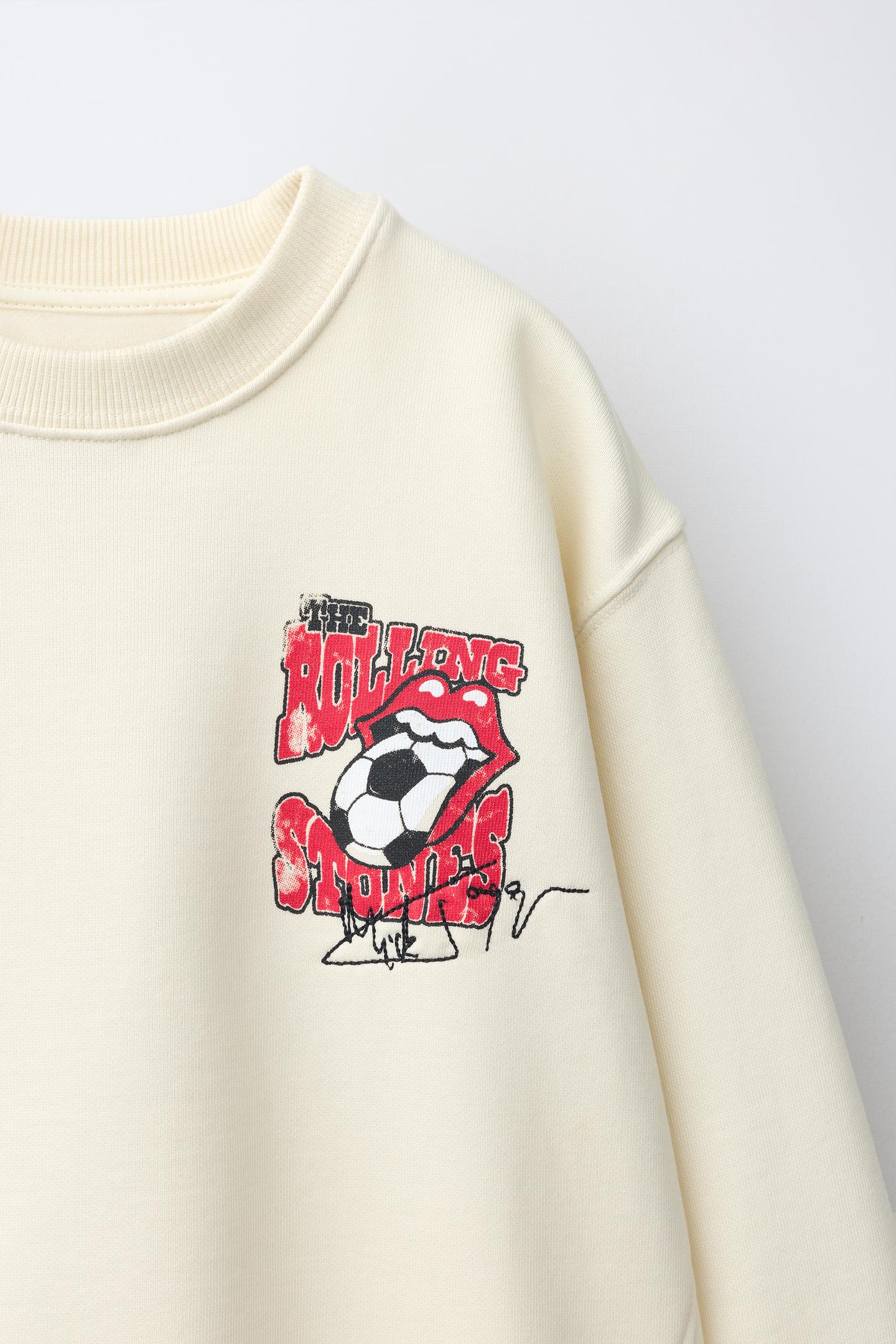 Детская толстовка Zara Rolling Stones © Print, цвет: Экрю — фото 3