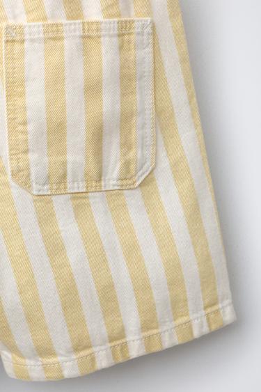 SALOPETTE COURTE EN SERGÉ À RAYURES - écru/jaune de Zara - Image 3