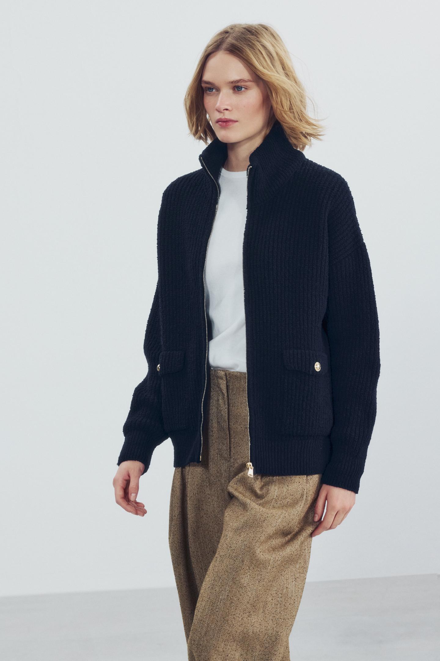 Женский свитер Zara Long Knit, цвет: Тёмно-синий — фото 8