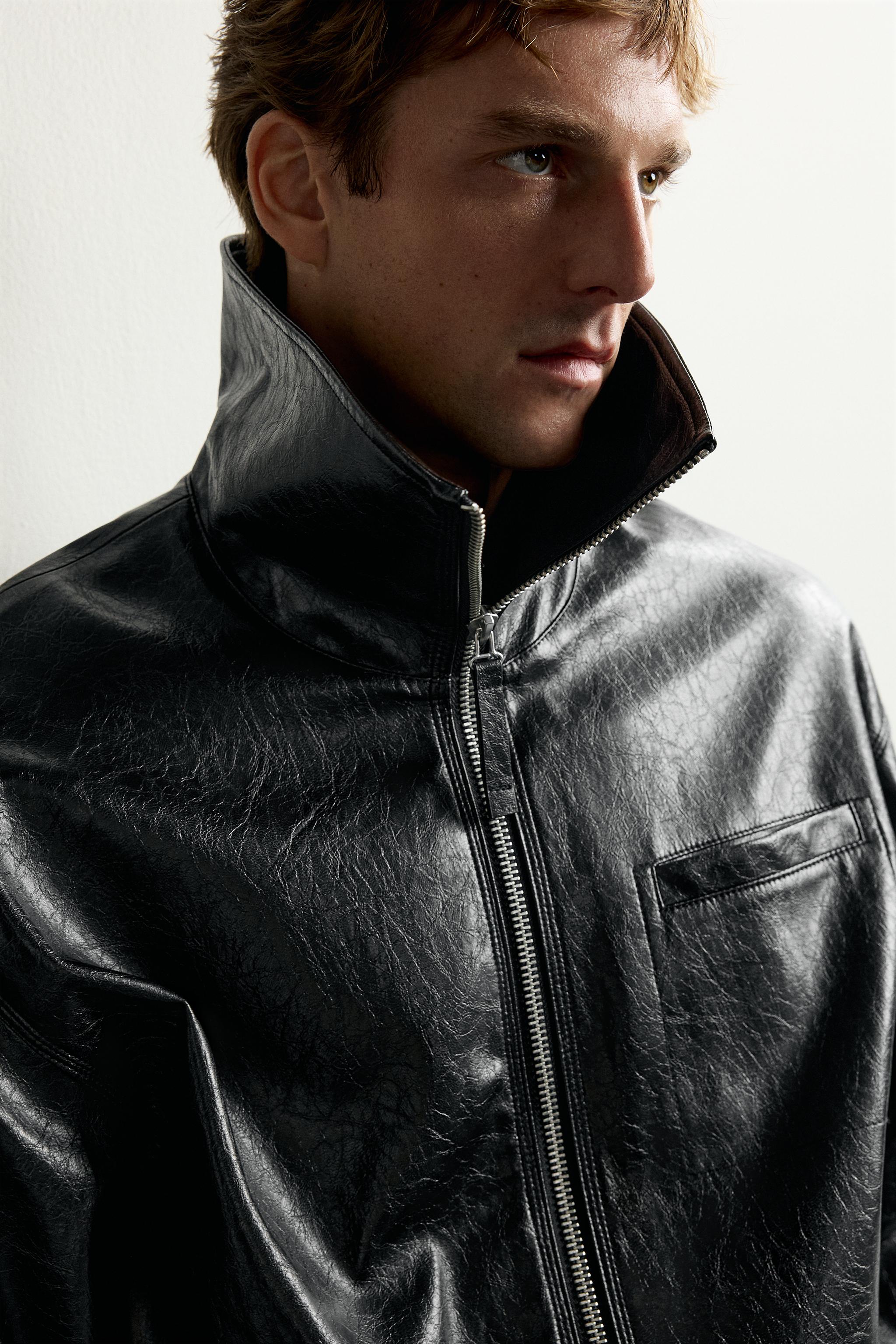 BLOUSON CROPPED FIT MATIÈRE SYNTHÉTIQUE