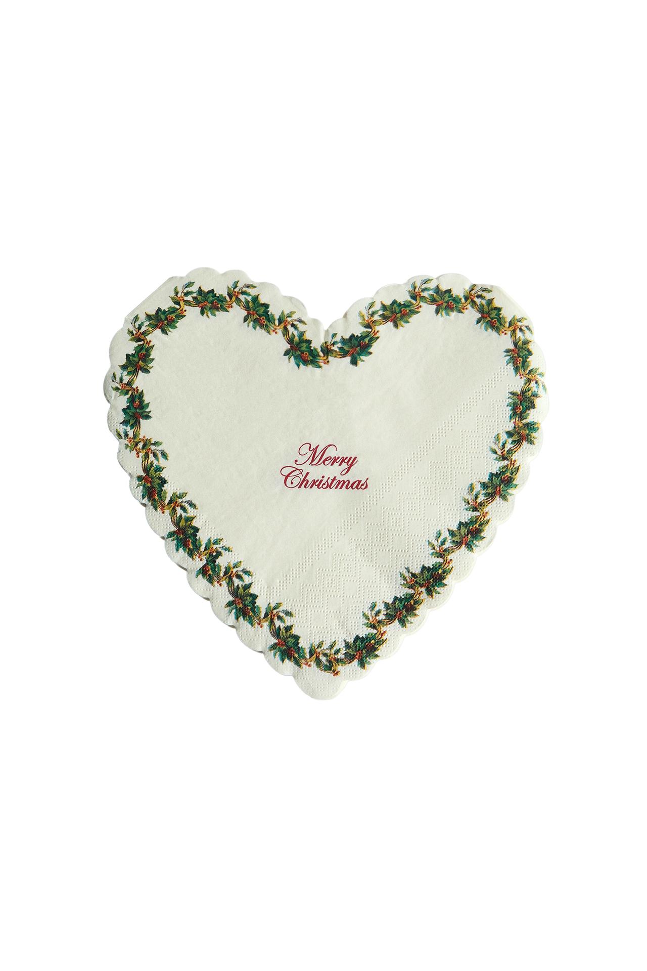HEART-SHAPED CHRISTMAS PAPER NAPKINS (PACK OF 20)