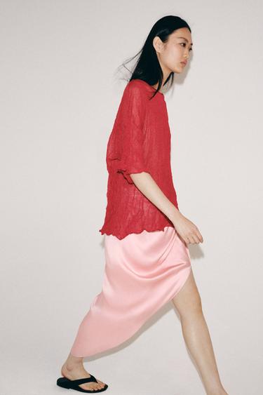 TOP EN MAILLE EFFET FROISSÉ - Rouge moyen de Zara - Image 6