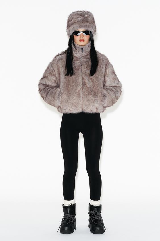 SHORT COAT WITH FAUX FUR HOOD HEIQ XREFLEX™ TECHNOLOGY SKI COLLECTION